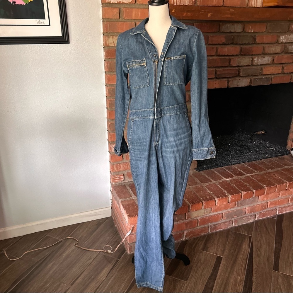 NWT Lee Modern Vintage x Free People Union Alls Cover Alls in Grass Seed Sz S - Picture 4 of 12